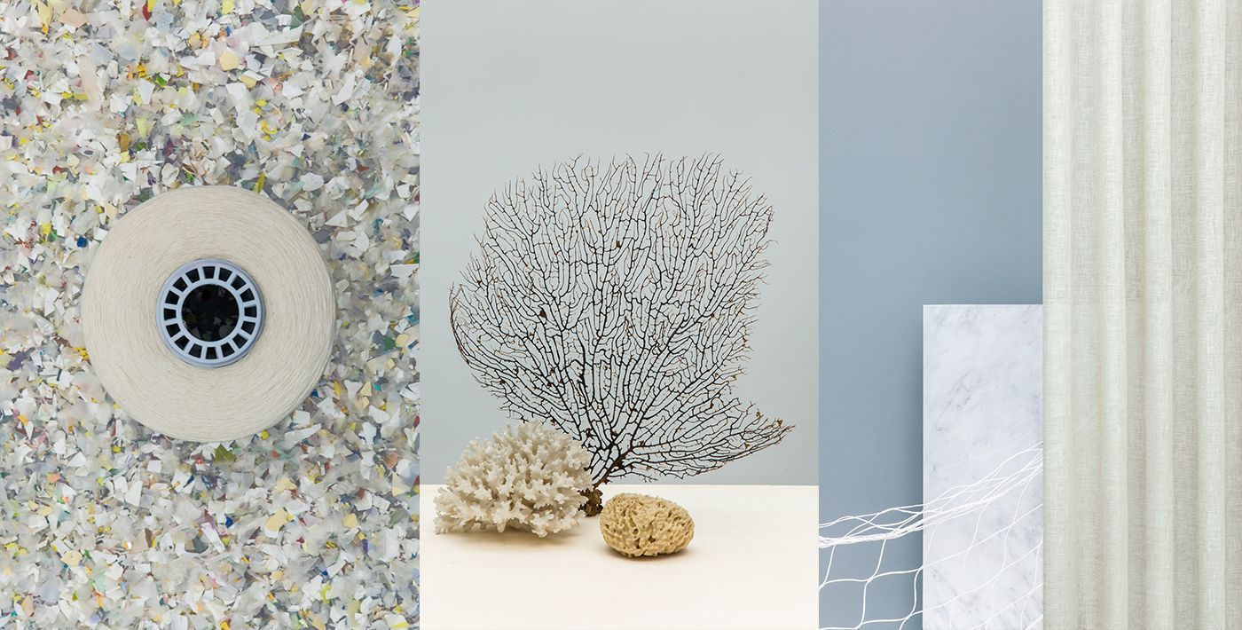 Recycled plastic waste from the sea Sustainable fabric made from recycled plastic waste from the sea